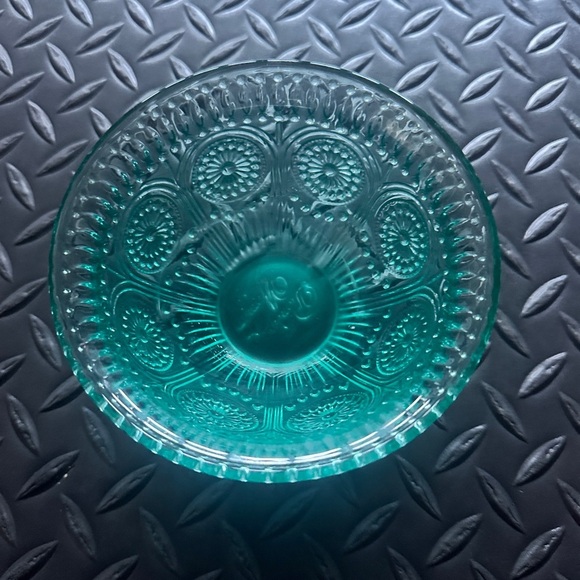 Other - Vintage Pioneer Woman Turquoise Glass Teal Fruit Dessert Prep Bowl Adeline 13oz